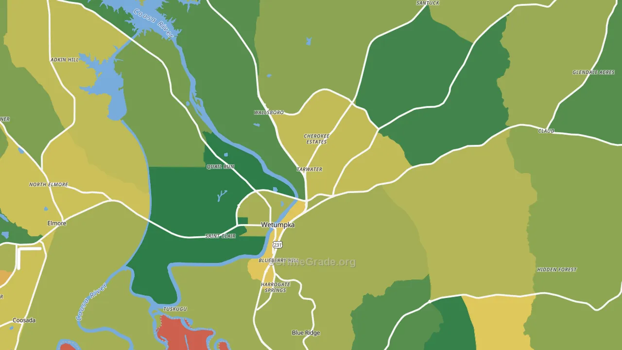Wetumpka, AL Map of Vehicle Theft Rates