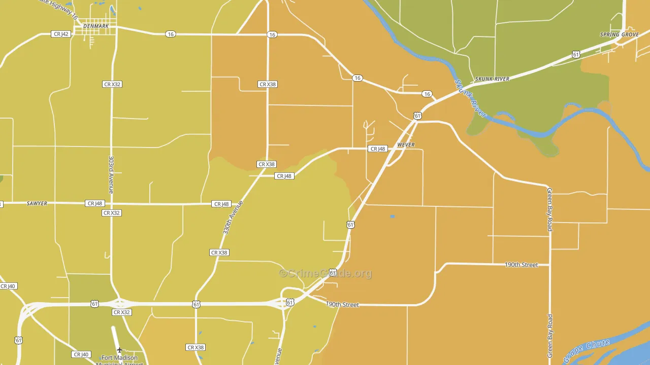 Wever, IA Map of Vehicle Theft Rates