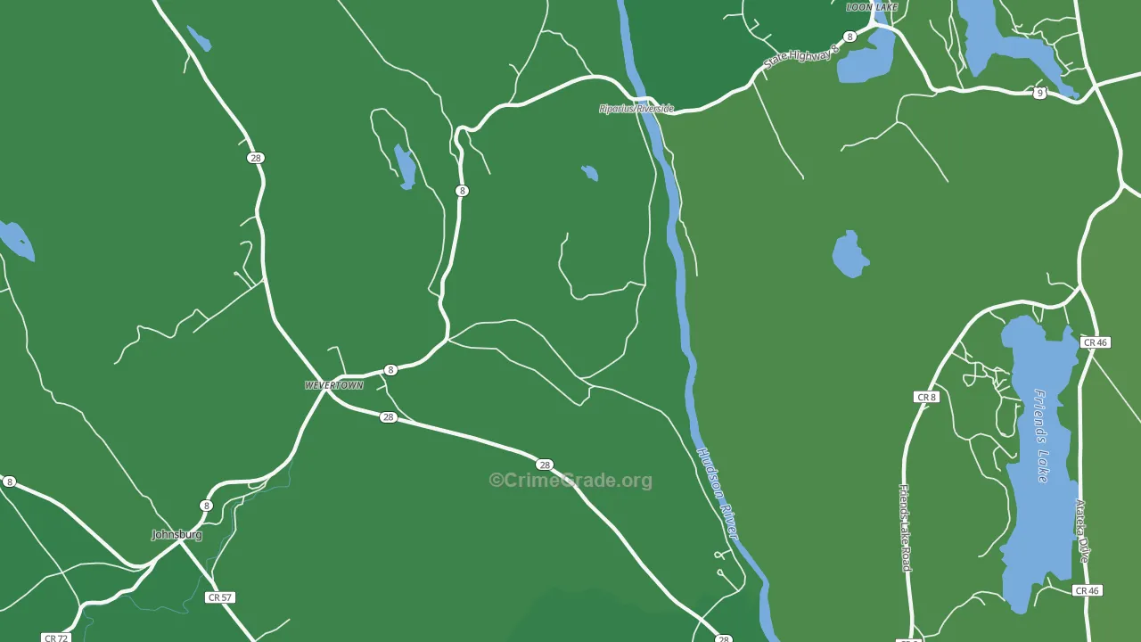 Wevertown, NY Map of Vehicle Theft Rates