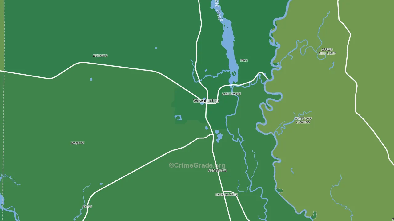 Wewahitchka, FL Map of Vehicle Theft Rates