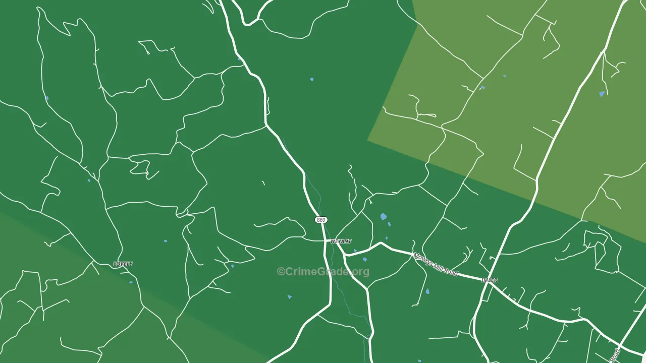 Weyant, PA Map of Vehicle Theft Rates