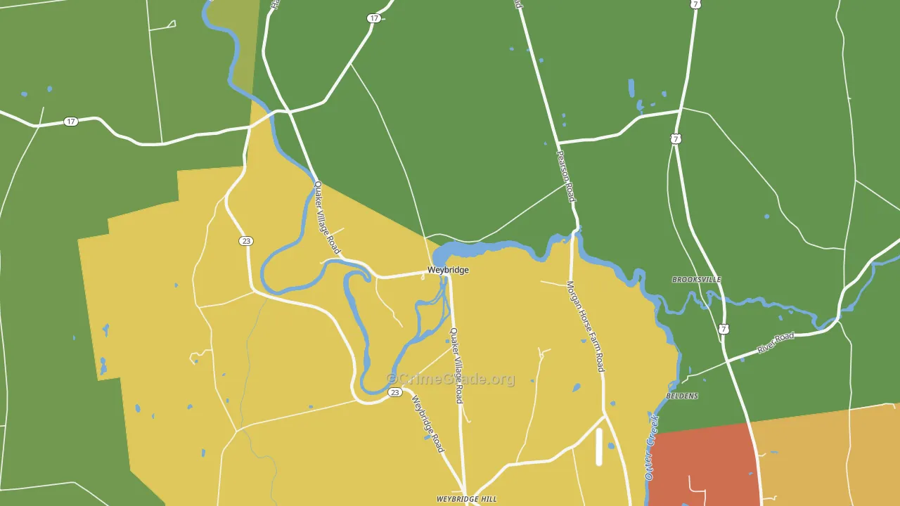 Weybridge, VT Map of Vehicle Theft Rates