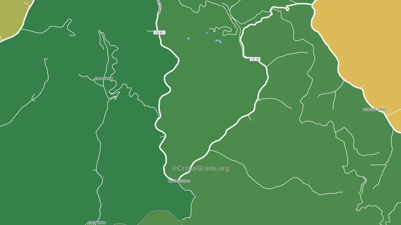 Wharncliffe, WV Map of Vehicle Theft Rates