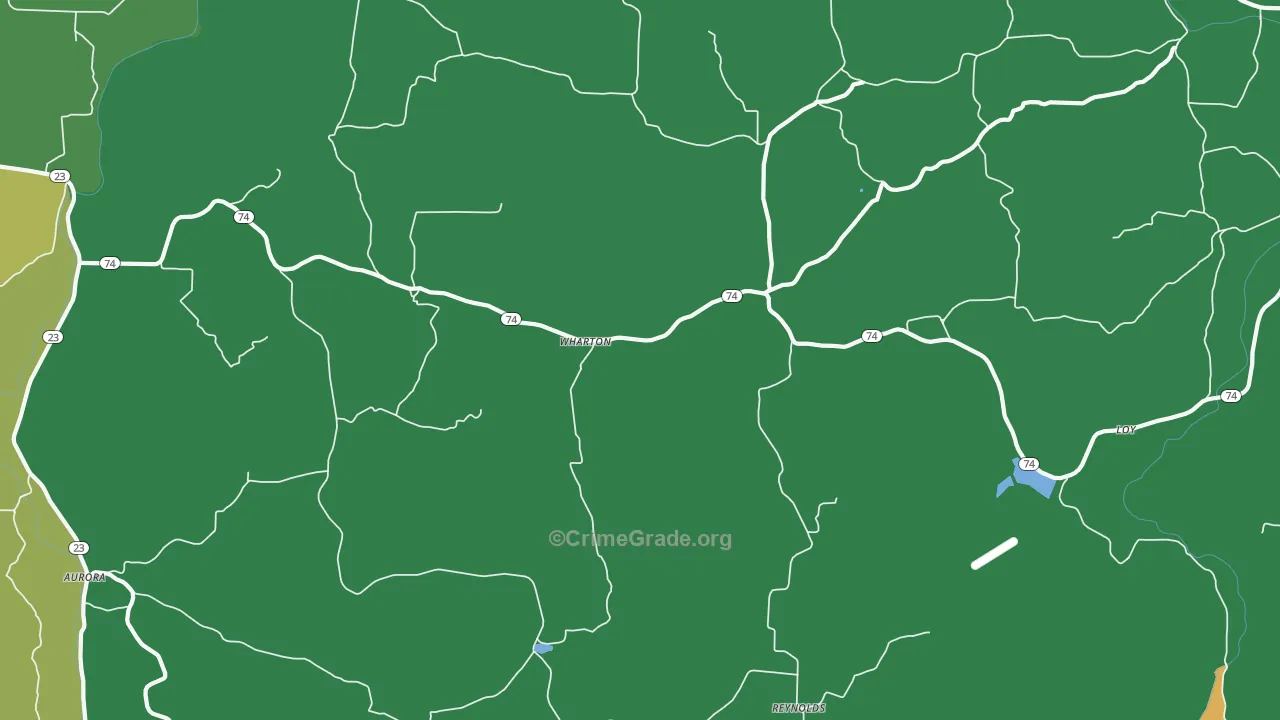 Wharton, AR Map of Vehicle Theft Rates