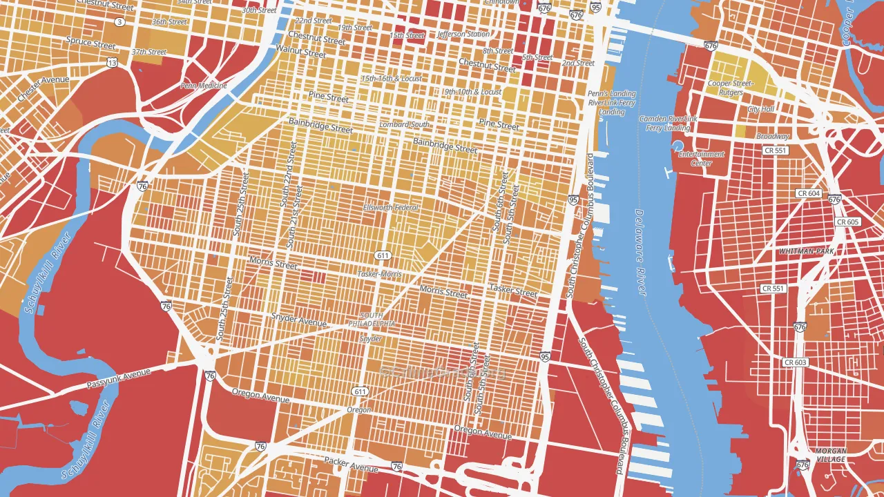 Wharton-Hawthorne-Bella Vista, Philadelphia, PA Map of Vehicle Theft Rates