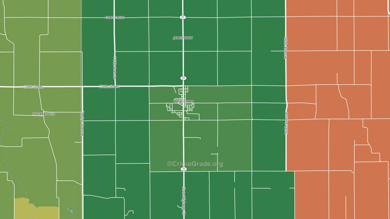 What Cheer, IA Map of Vehicle Theft Rates