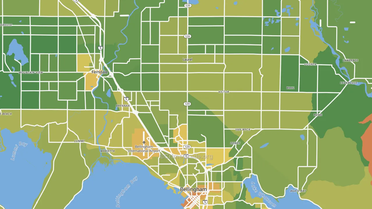 Whatcom County, WA Map of Vehicle Theft Rates