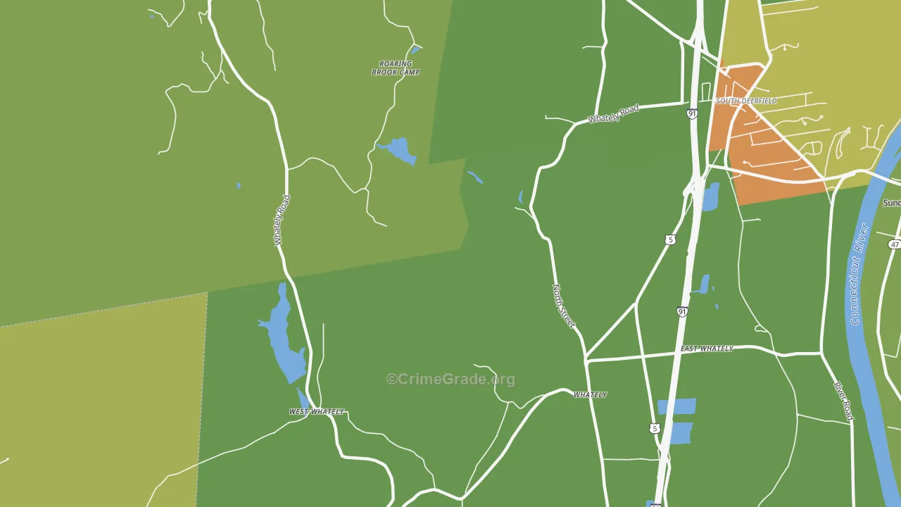 Whately, MA Map of Vehicle Theft Rates