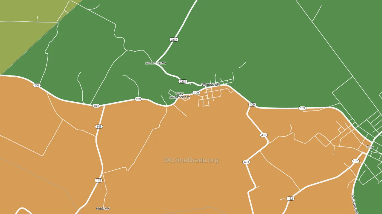 Wheatcroft, KY Map of Vehicle Theft Rates