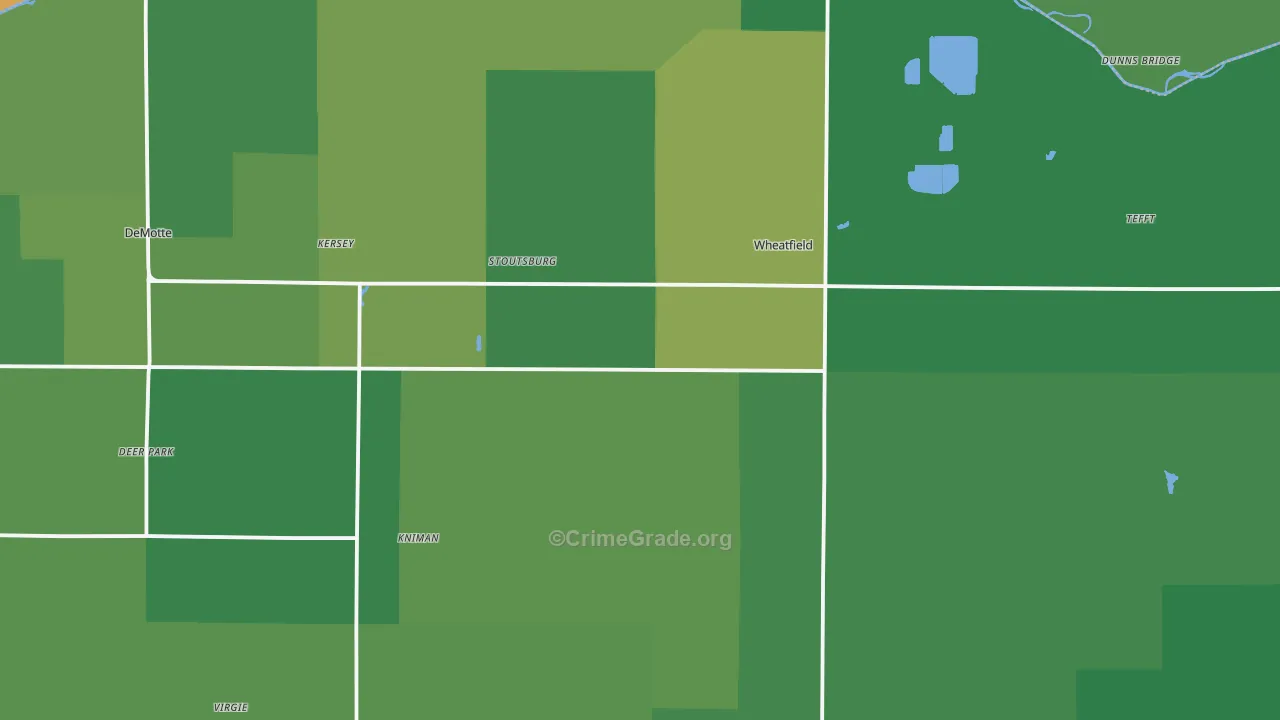 Wheatfield, IN Map of Vehicle Theft Rates