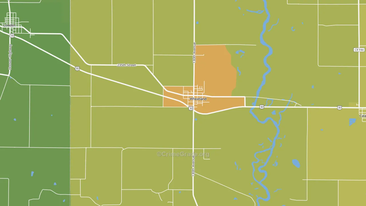 Wheatland, IA Map of Vehicle Theft Rates