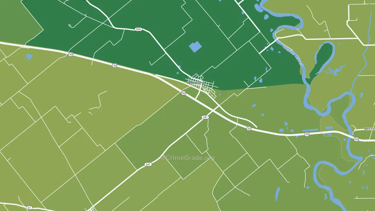 Wheatland, IN Map of Vehicle Theft Rates
