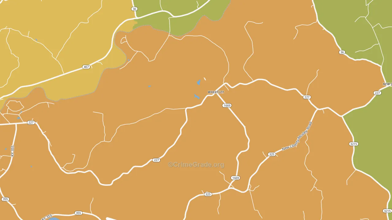 Wheatley, KY Map of Vehicle Theft Rates