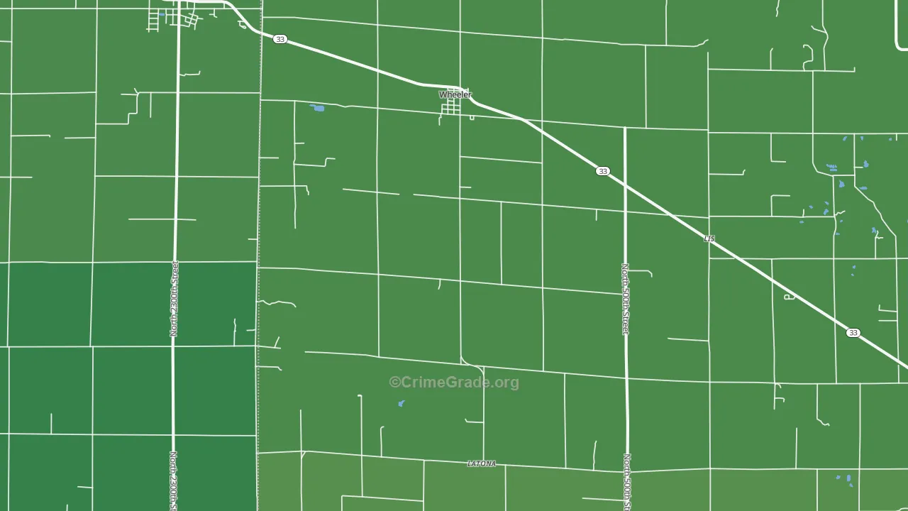 Wheeler, IL Map of Vehicle Theft Rates
