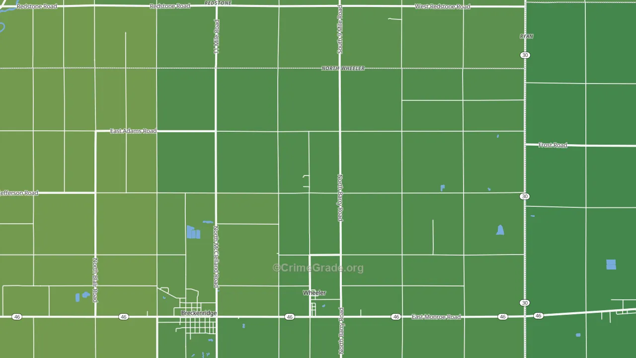 Wheeler, MI Map of Vehicle Theft Rates