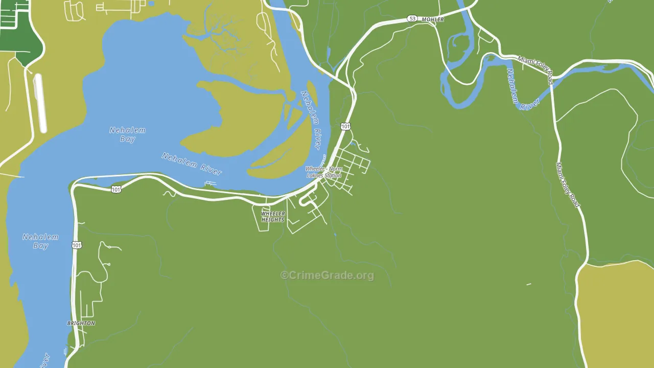 Wheeler, OR Map of Vehicle Theft Rates