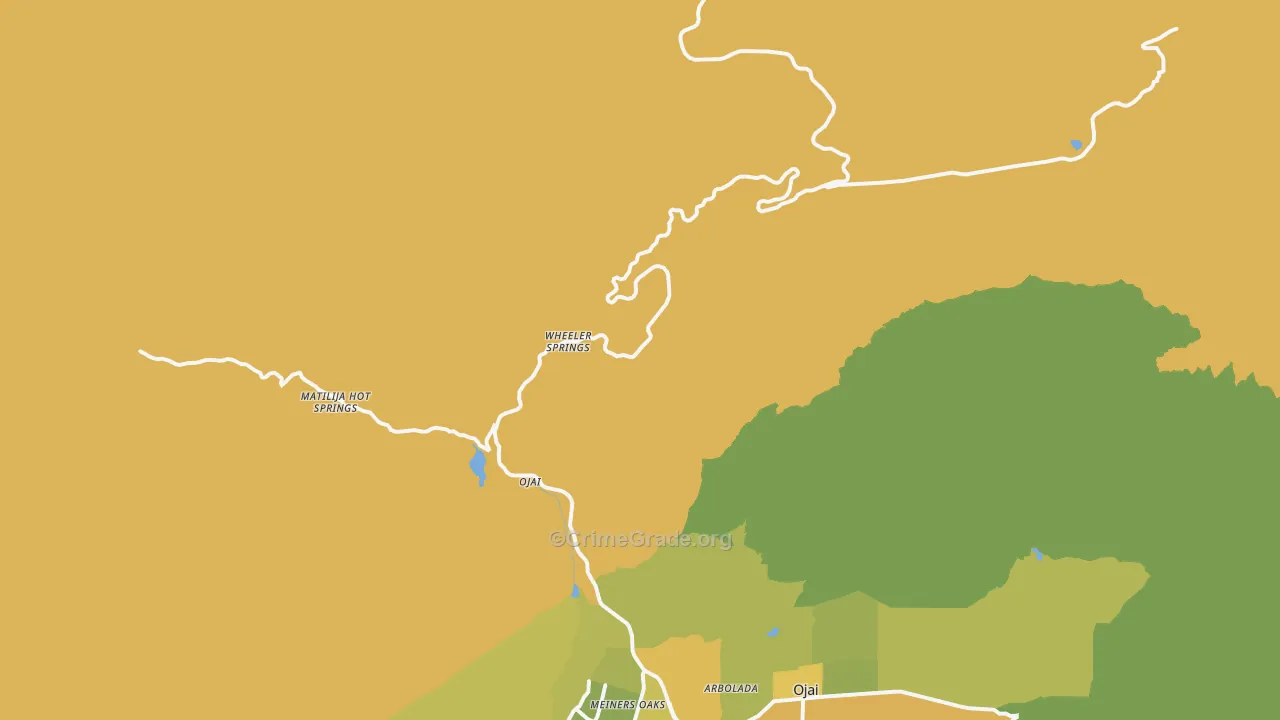 Wheeler Springs, CA Map of Vehicle Theft Rates