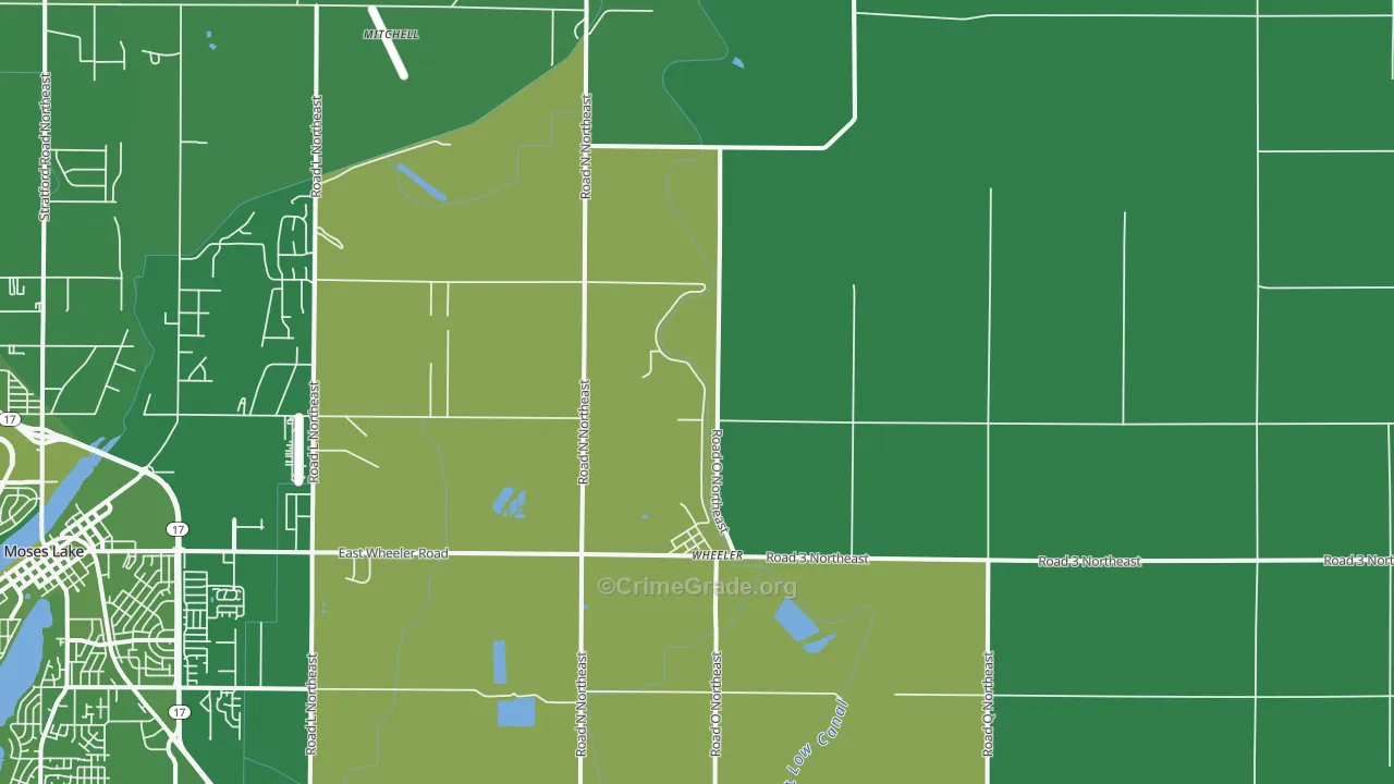 Wheeler, WA Map of Vehicle Theft Rates