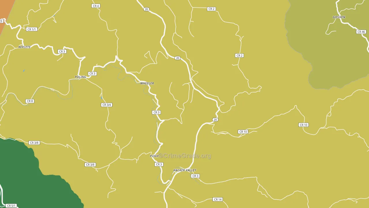 Wheeler, WV Map of Vehicle Theft Rates