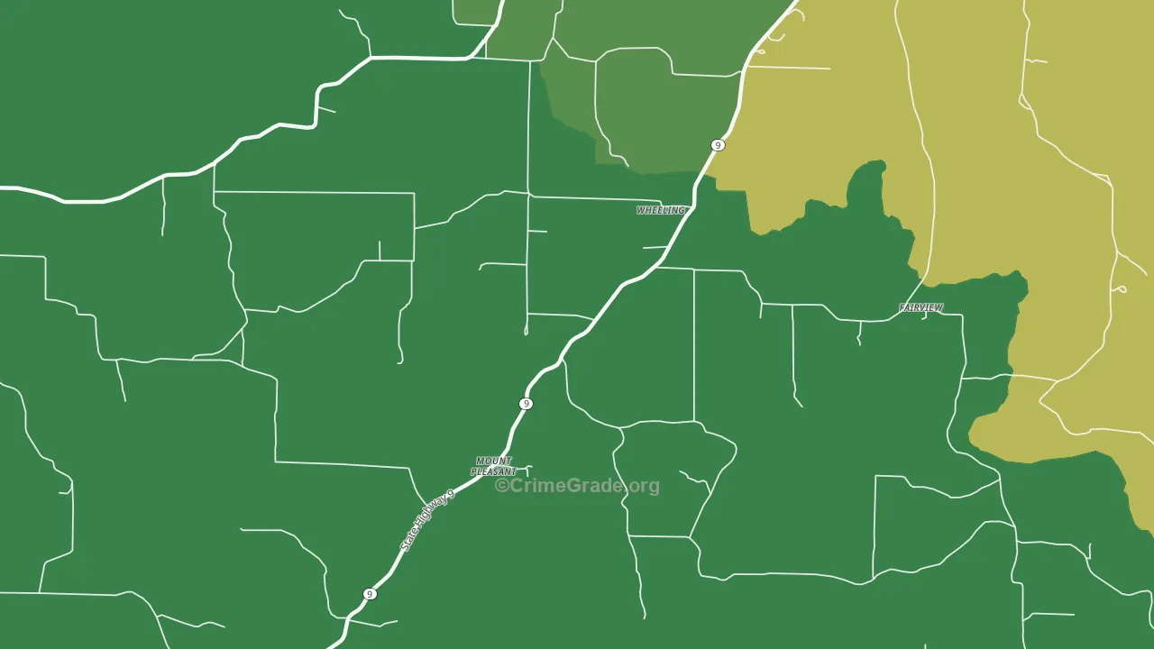 Wheeling, AR Map of Vehicle Theft Rates