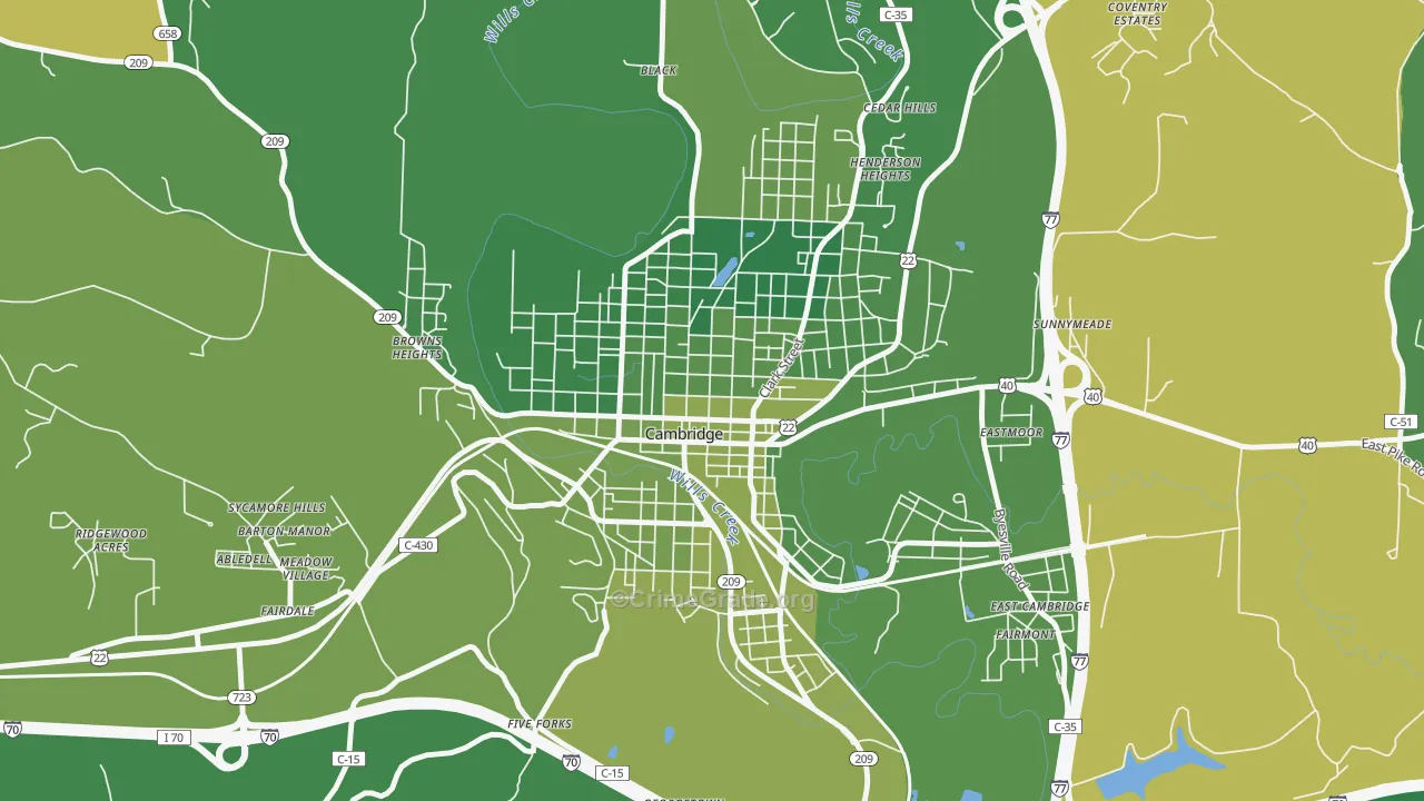Wheeling Avenue Historic District, Cambridge, OH Map of Vehicle Theft Rates