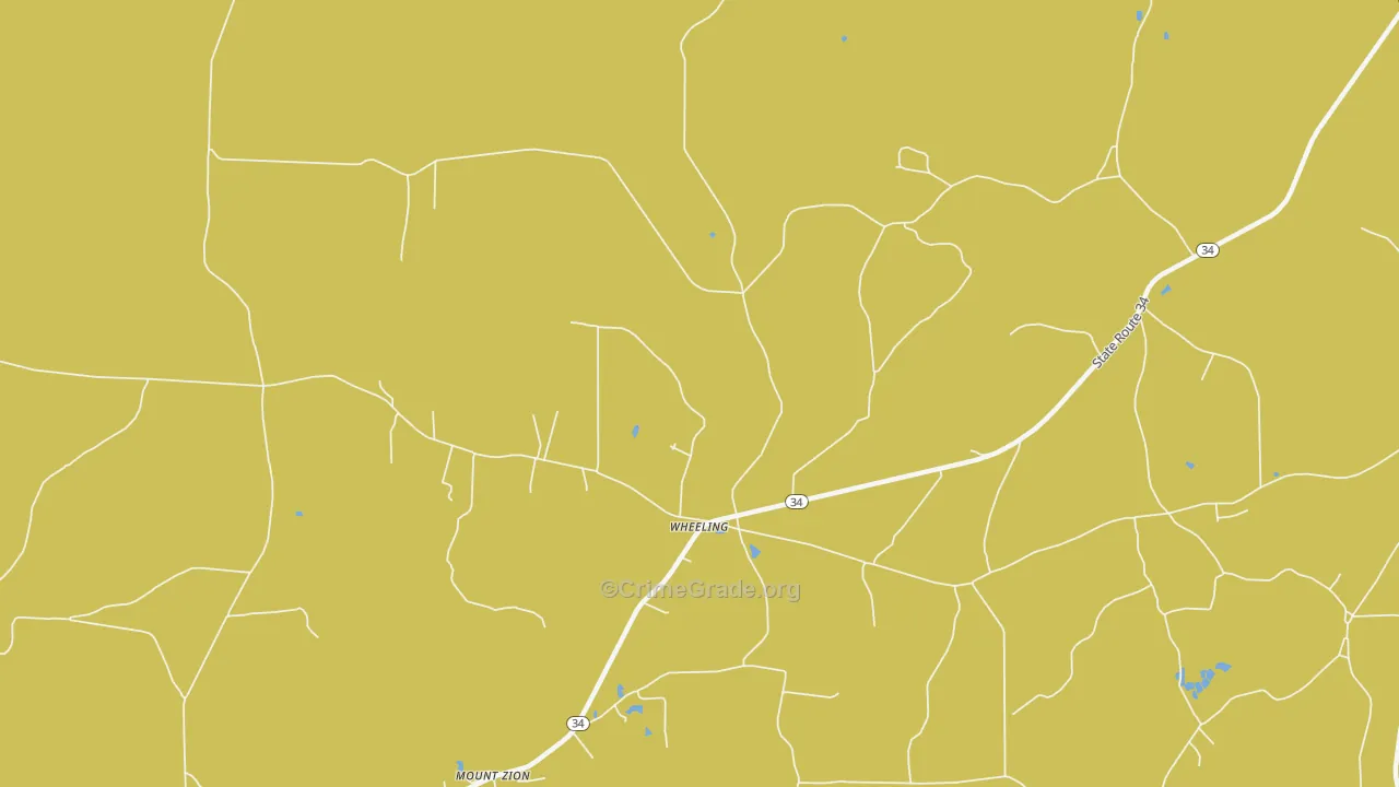 Wheeling, LA Map of Vehicle Theft Rates