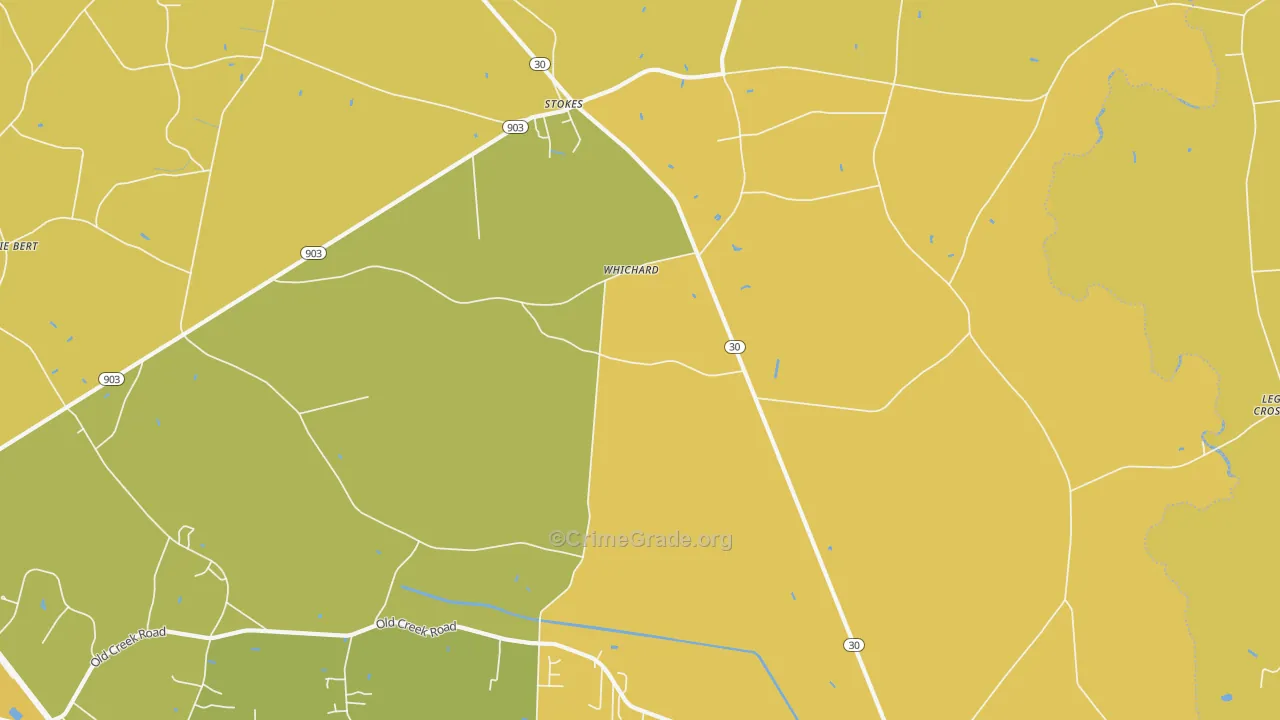 Whichard, NC Map of Vehicle Theft Rates