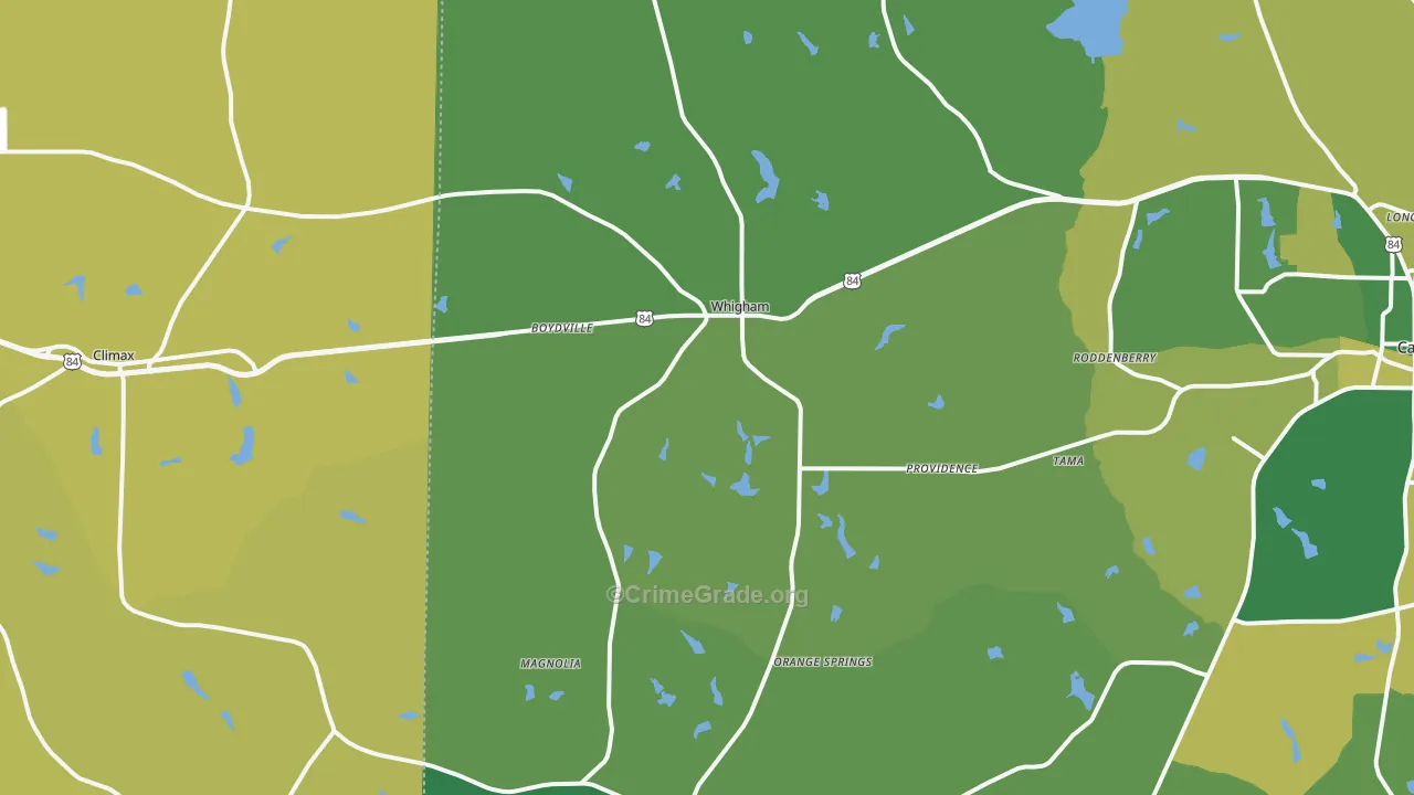 Whigham, GA Map of Vehicle Theft Rates