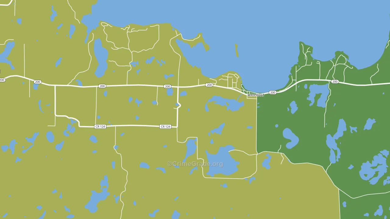 Whipholt, MN Map of Vehicle Theft Rates
