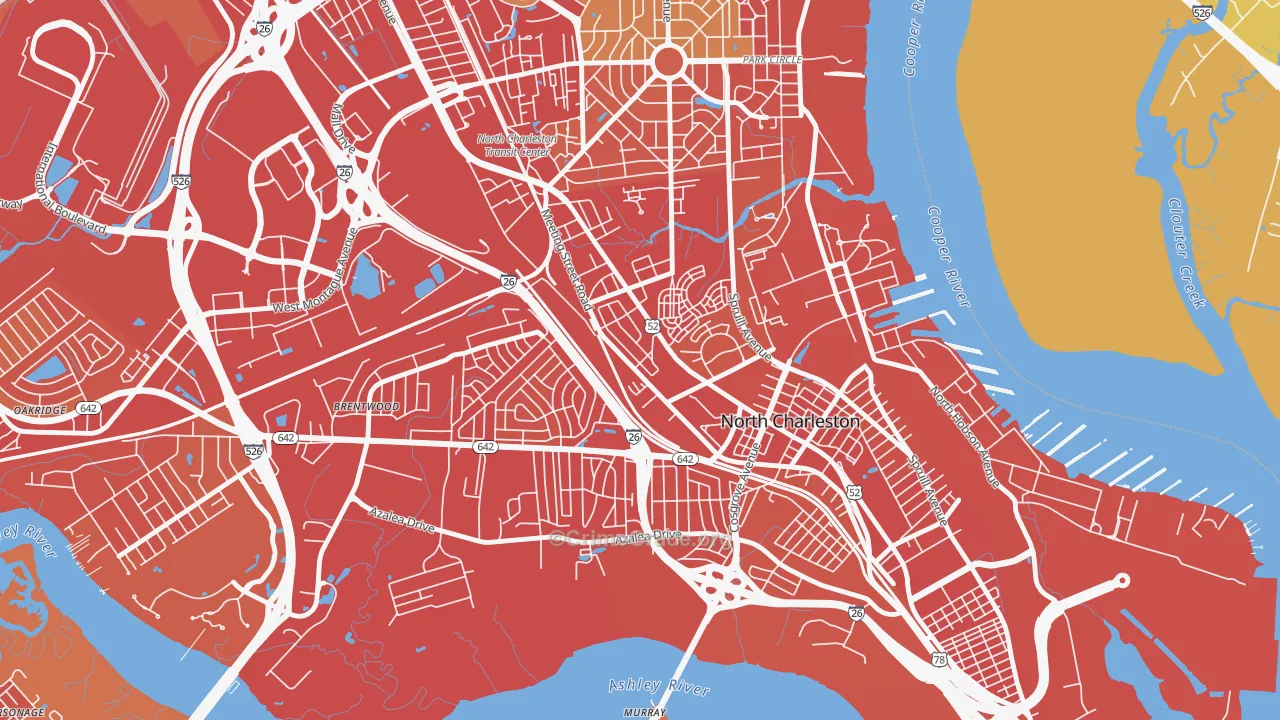 Whipper Barnoy, North Charleston, SC Map of Vehicle Theft Rates