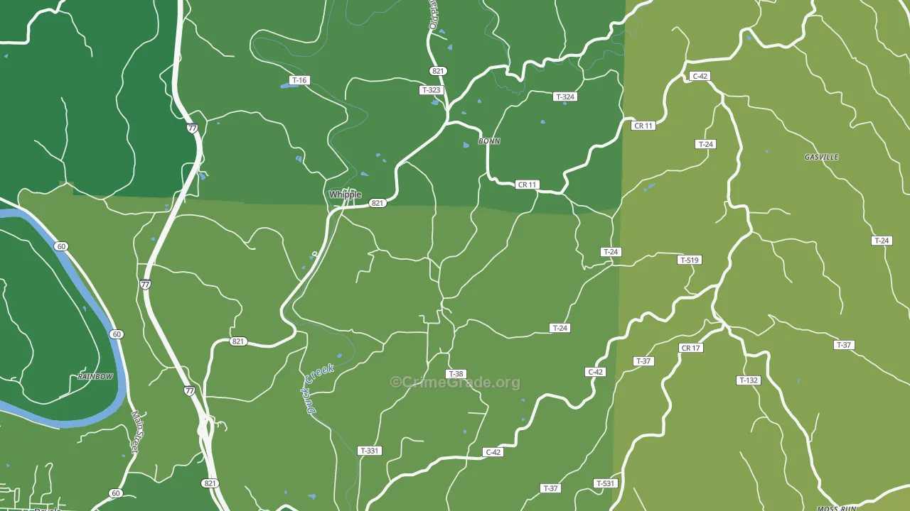 Whipple, OH Map of Vehicle Theft Rates