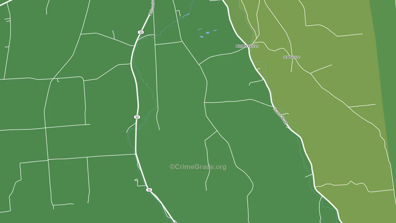 Whippleville, NY Map of Vehicle Theft Rates