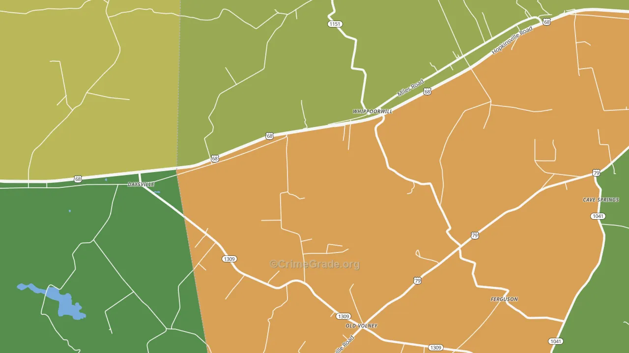 Whippoorwill, KY Map of Vehicle Theft Rates