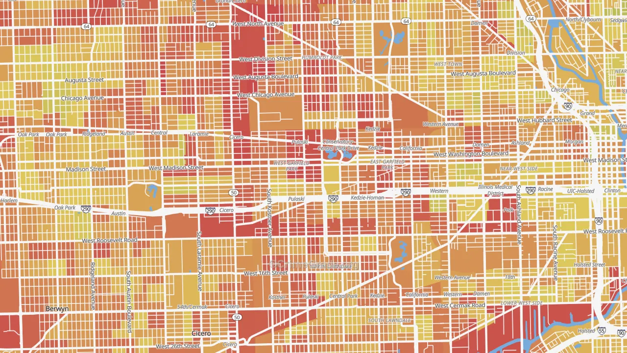 Whiskey Point, Chicago, IL Map of Vehicle Theft Rates