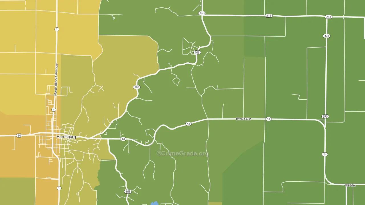 Whitaker, AR Map of Vehicle Theft Rates