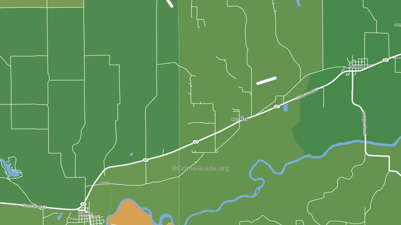 Whitaker, IN Map of Vehicle Theft Rates