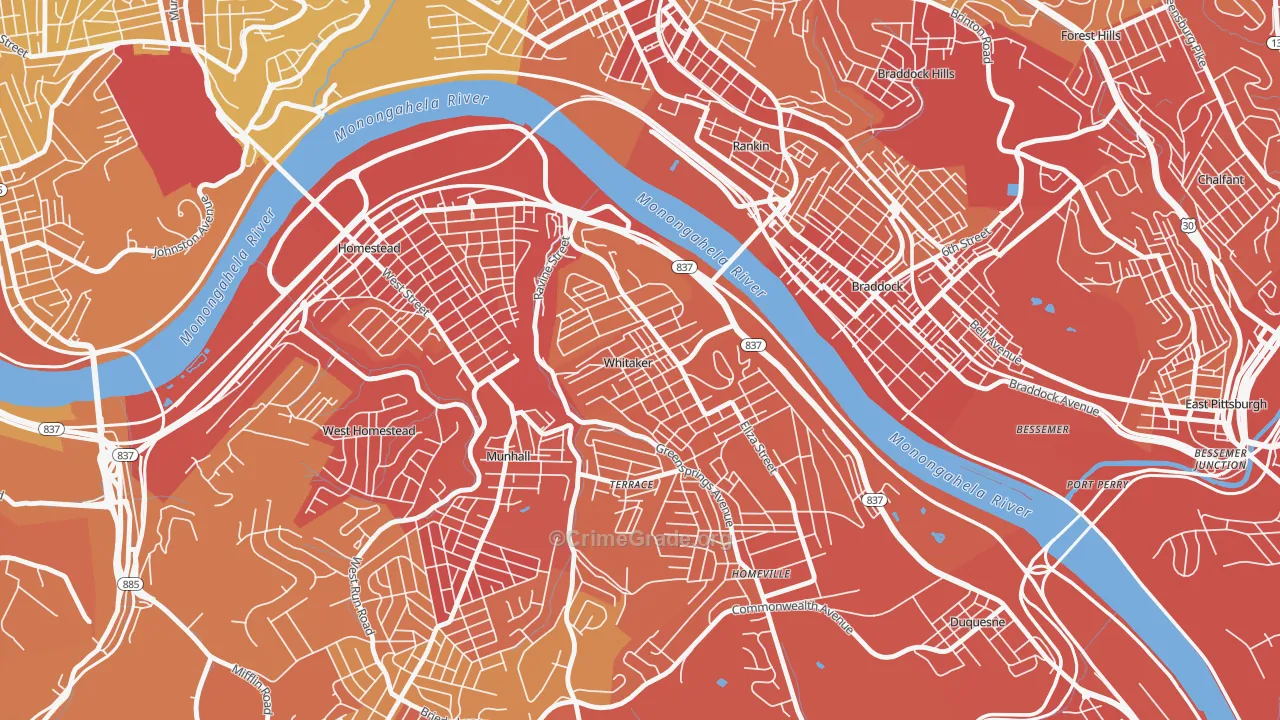 Whitaker, PA Map of Vehicle Theft Rates