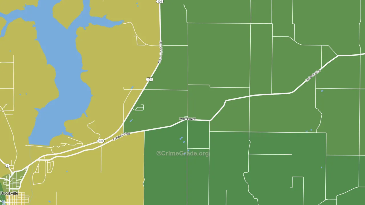 Whitcomb, IN Map of Vehicle Theft Rates