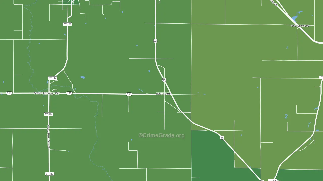 Whitcomb, WI Map of Vehicle Theft Rates