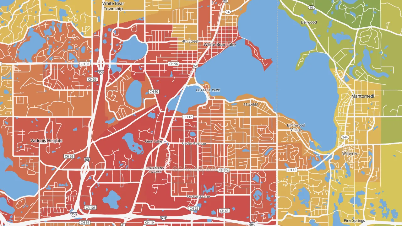 White Bear Lake, MN Map of Vehicle Theft Rates