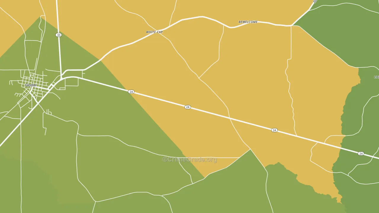 White Cap, MS Map of Vehicle Theft Rates