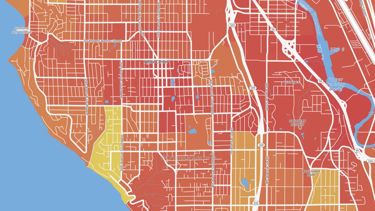 White Center, WA Map of Vehicle Theft Rates