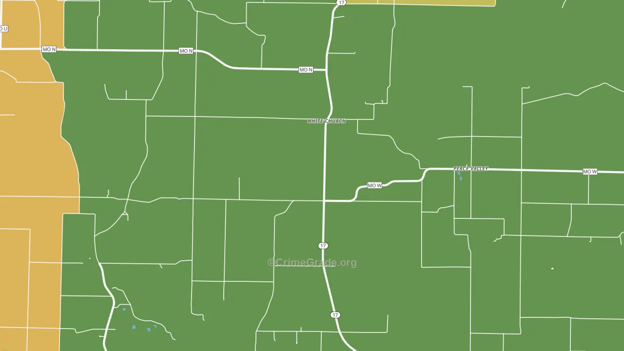 White Church, MO Map of Vehicle Theft Rates