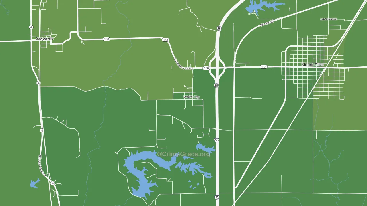 White City, IL Map of Vehicle Theft Rates