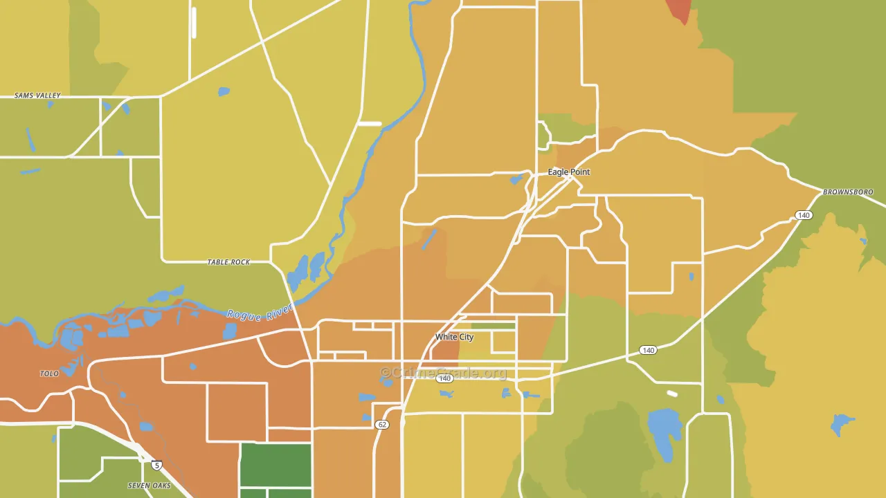 White City, OR Map of Vehicle Theft Rates