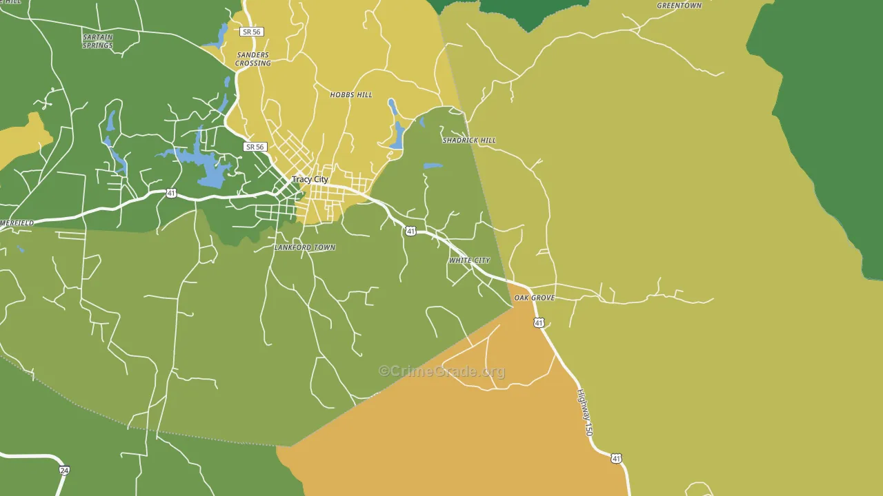 White City, TN Map of Vehicle Theft Rates