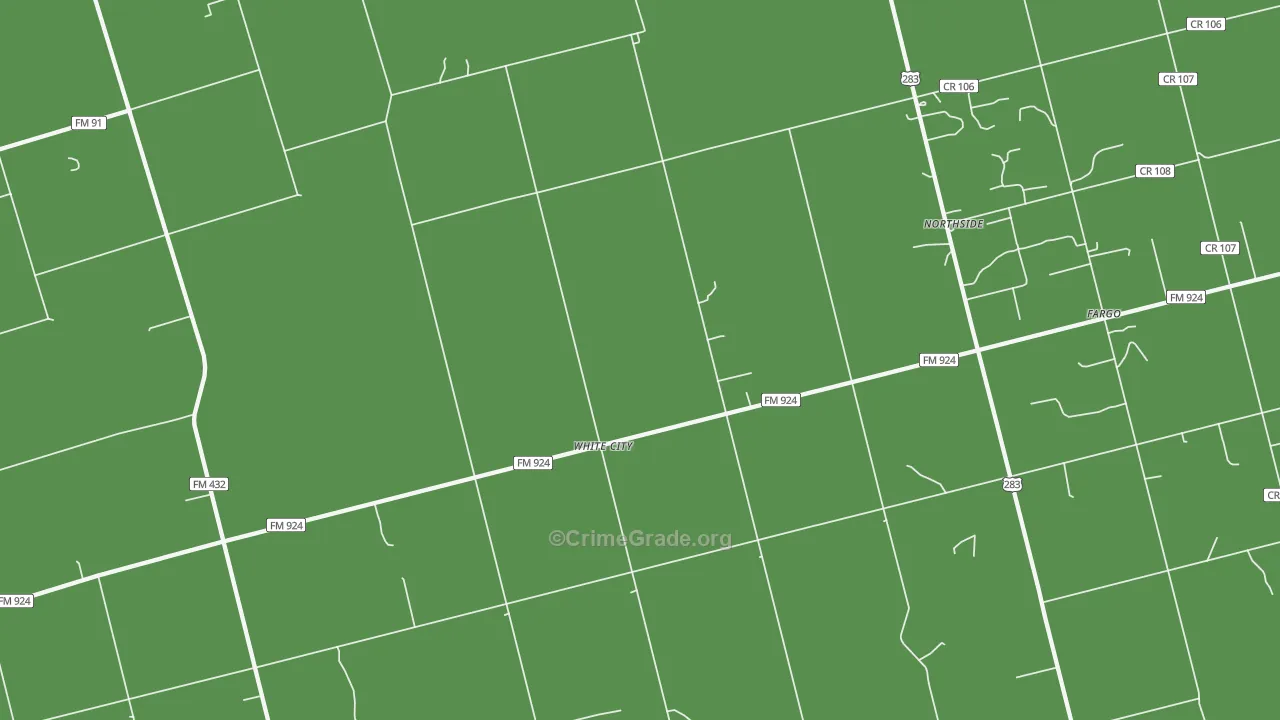White City, TX Map of Vehicle Theft Rates