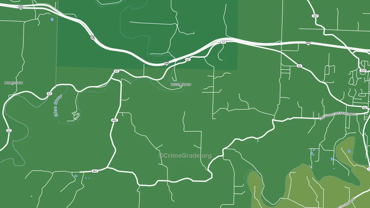 White Cloud, IN Map of Vehicle Theft Rates