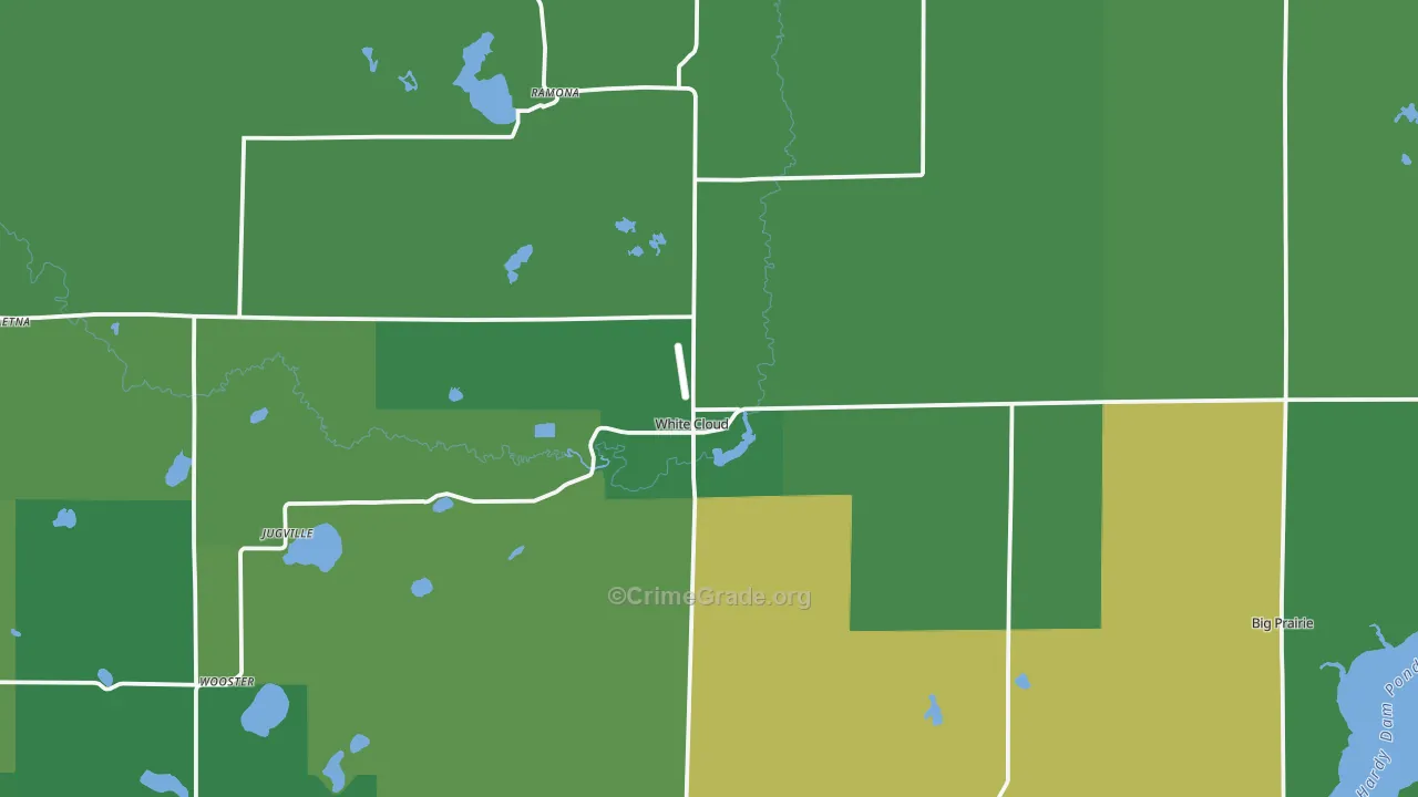 White Cloud, MI Map of Vehicle Theft Rates