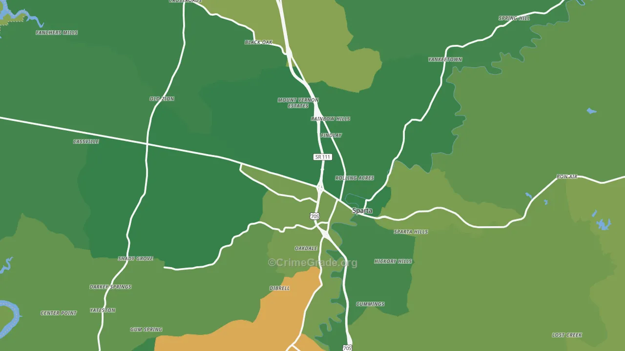 White County, TN Map of Vehicle Theft Rates